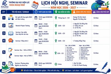 Lịch Hội Nghị & Seminar Khoa Ngoại Ngữ Tháng 8 năm 2026